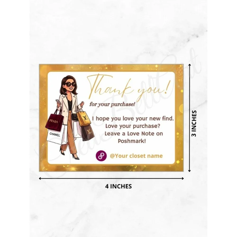 100 Personalized Fashion Thank You Cards Small Business, 4×3 in